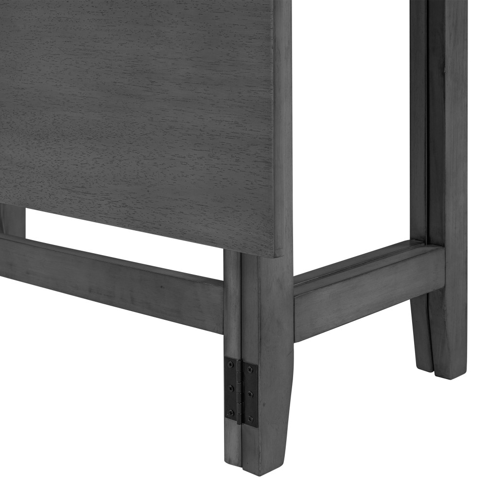 Farmhouse Wood Extendable Dining Table with Drop Leaf for Small Places, Gray