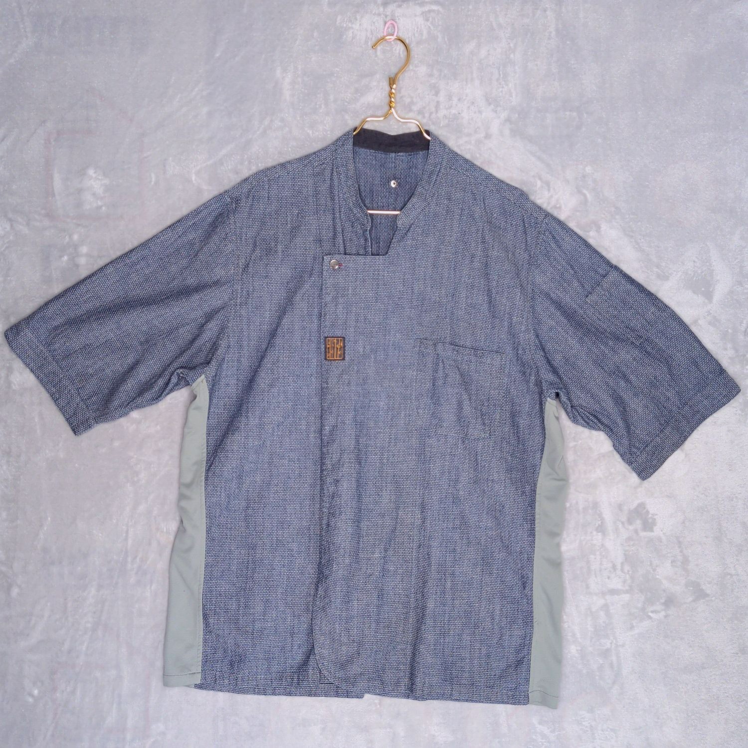 TILIT NYC Sashiko Stitch Blue Chef’s Coat Size 2XL Breathable Hidden Snap Front