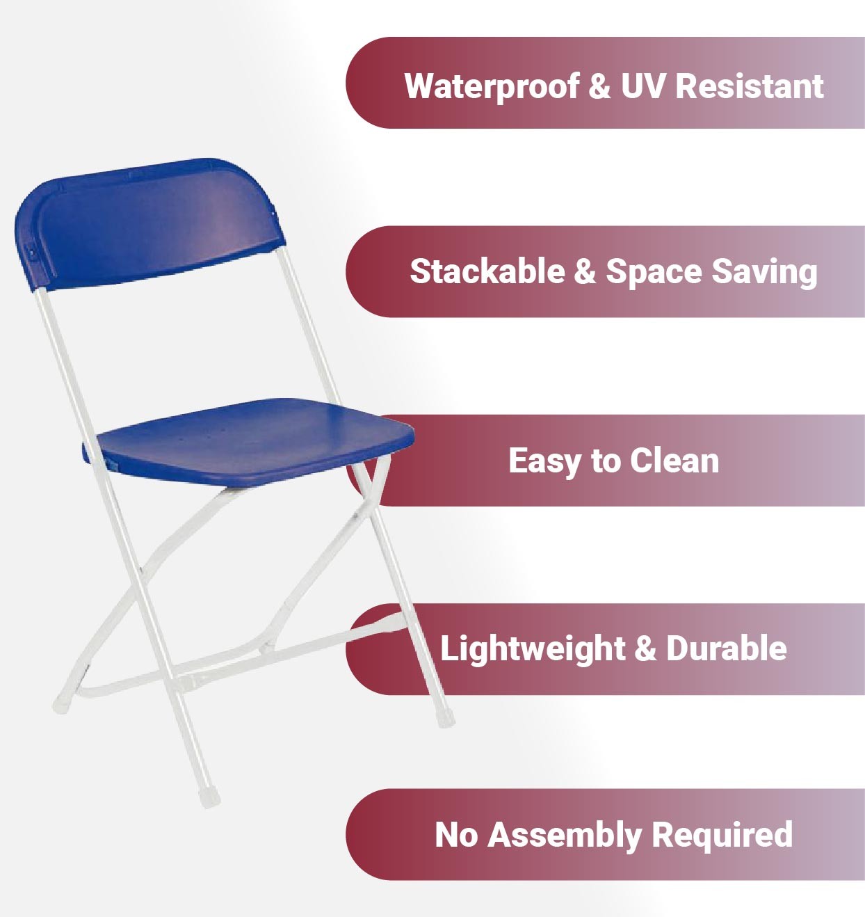 Plastic Folding Chairs Blue 4 Pack Indoor Outdoor Event Party 700 lb Capacity