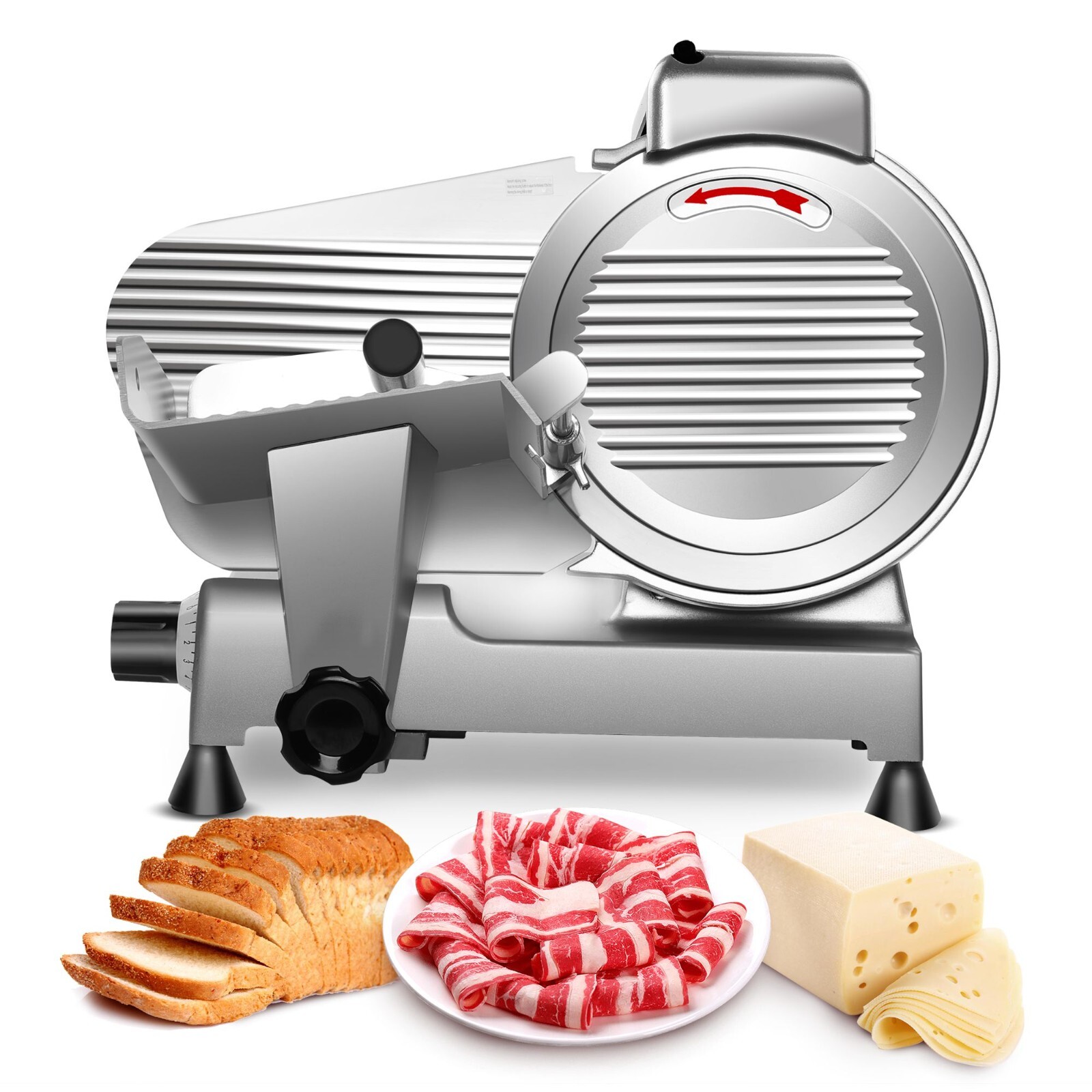 Zomagas 10in Electric Meat Slicer Commercial&Home Use Adjustable 0-13mm Cutter