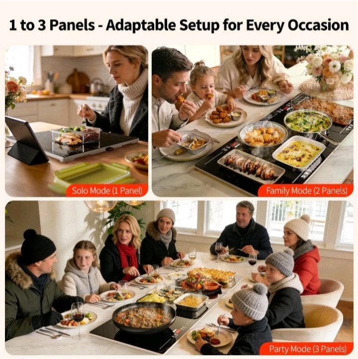 Food Warmers for Parties Buffet, 47″x15″ Extra-Long Warming Mat for Food 3-in-1