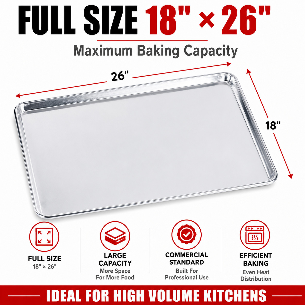 12 Pack Full Size Aluminum Sheet Pans 18×26 19 Gauge Bun Pans Commercial