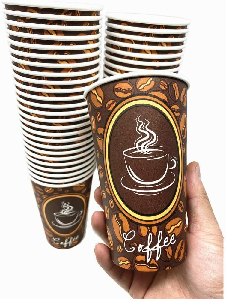 100 Pack 16oz Quality Disposable Paper Hot Coffee Tea Cups – USA SELLER