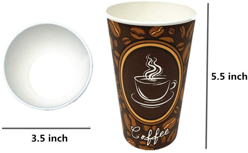 100 Pack 16oz Quality Disposable Paper Hot Coffee Tea Cups – USA SELLER