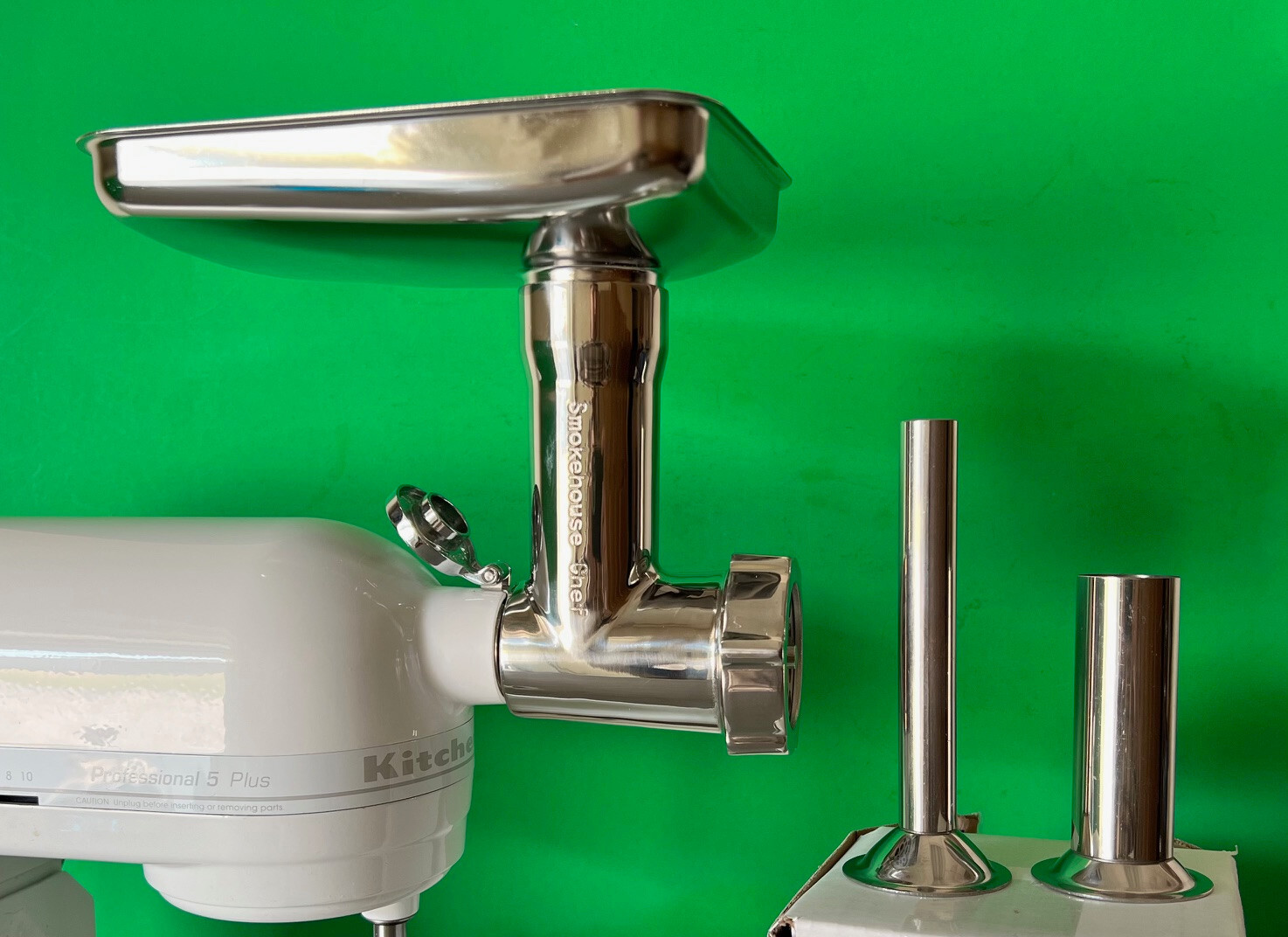 Smokehouse Chef STAINLESS STEEL Meat Grinder for Kitchenaid with Stuffing Tubes