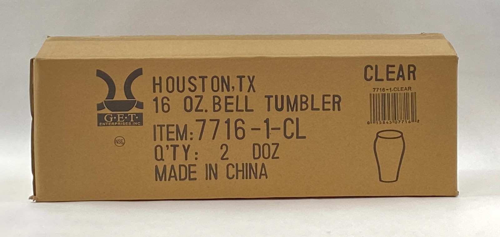 GET 7716-1-CL Clear Bell Tumbler SAN Plastic Pebbled Soda Glass 16 oz 24-Pack