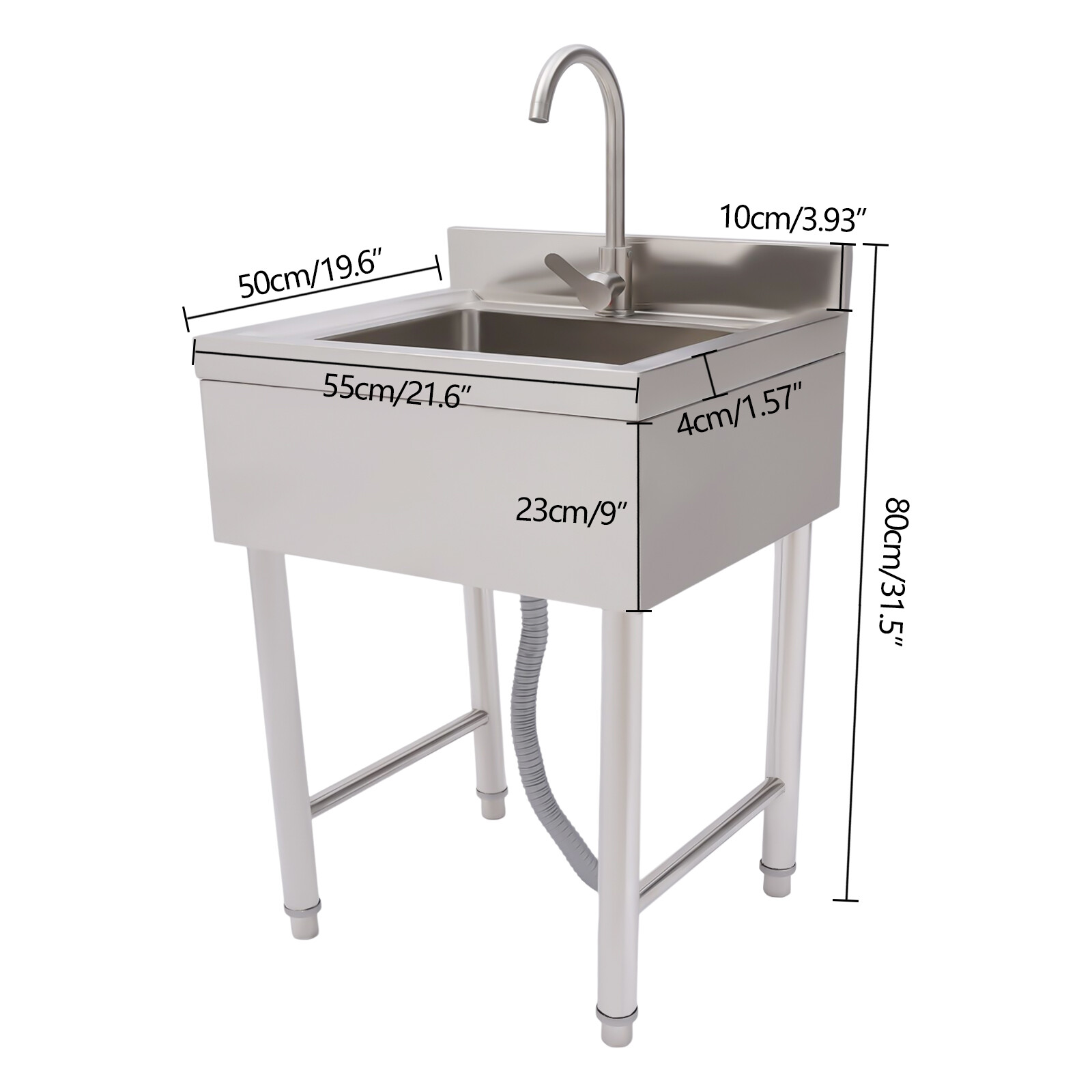Stainless Steel Sink Restaurant Sink Free Standing 1 Compartment Sink Catering