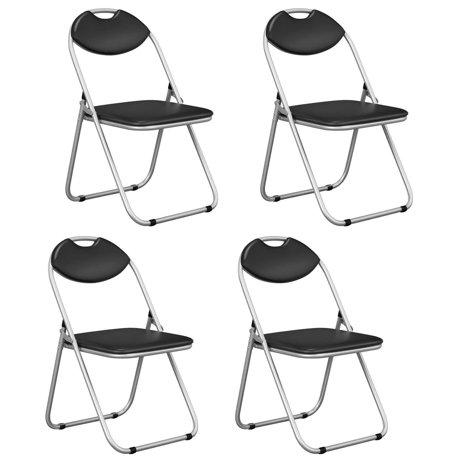 4 PCS Folding U Shape Chairs Furniture Home Outdoor Picnic Portable Black