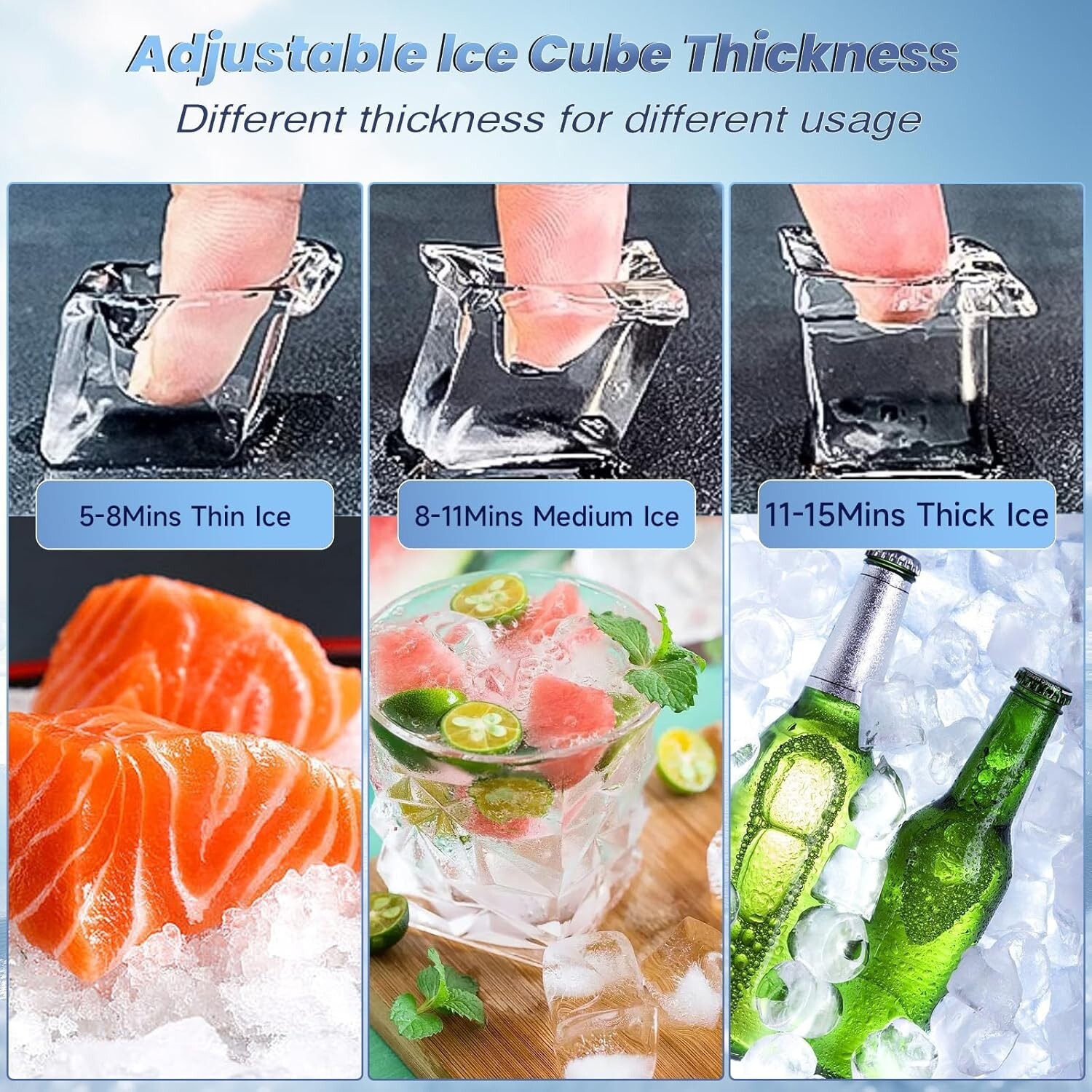 Commercial Ice Maker Machine 500lbs/24H Production, 360lbs Storage,210 Ice Cubes