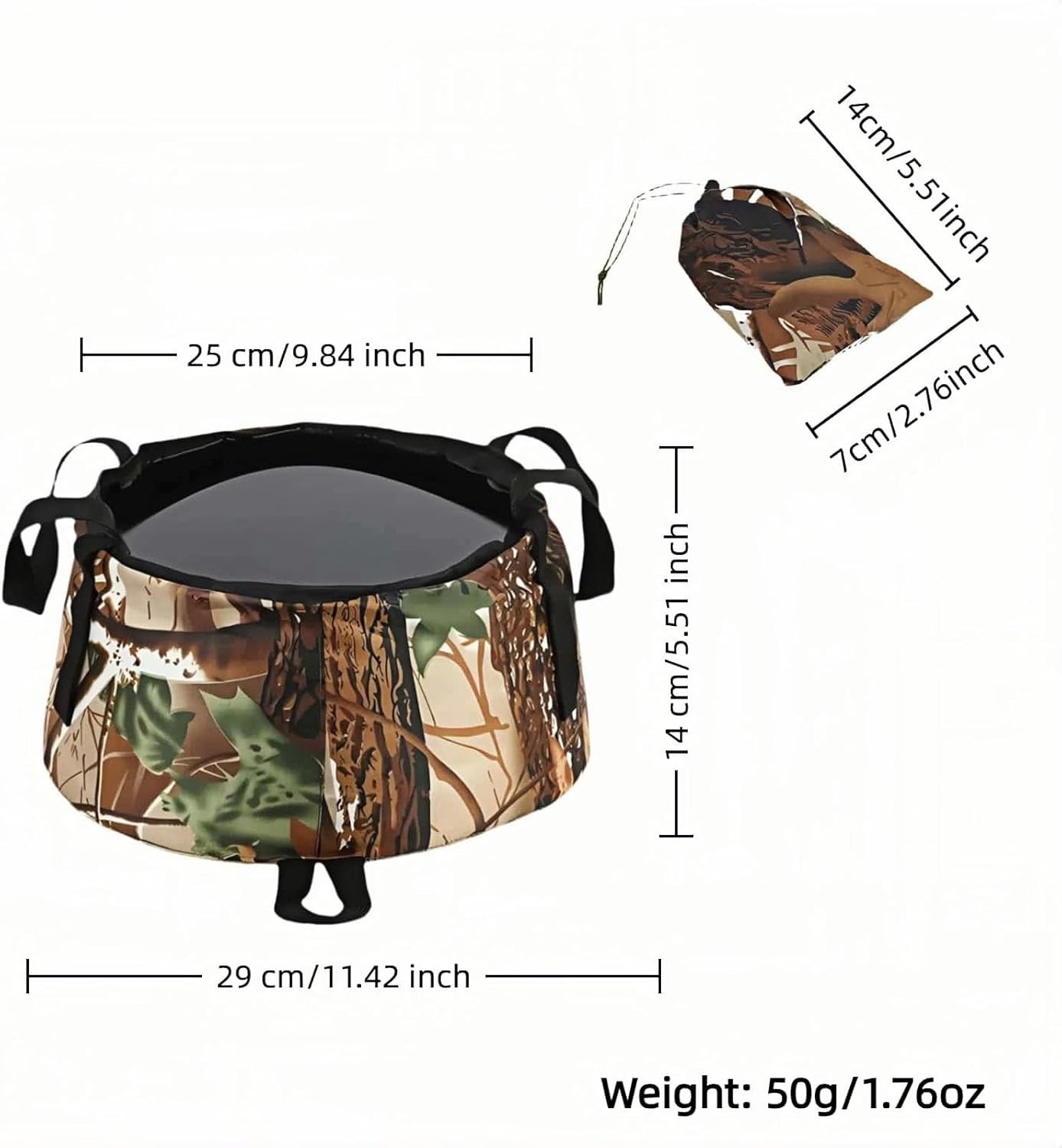 Leakproof Collapsible Basin – Versatile Camouflage Bucket for Camping & Travel