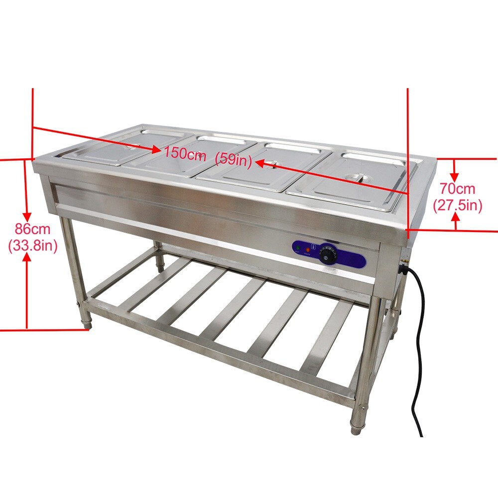 Commercial 4-Pans Bain-Marie Buffet Steam Table Buffet Food Warmer 110V 1500W