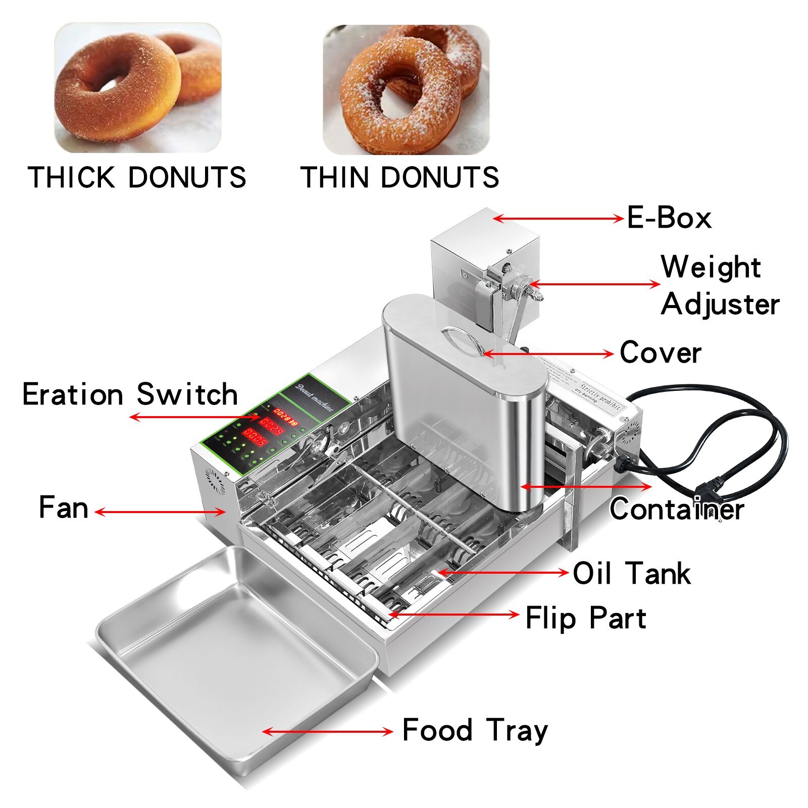 Kolice 90% New 4 Rows Production Donuts Frying machine, Mini Doughnut Maker
