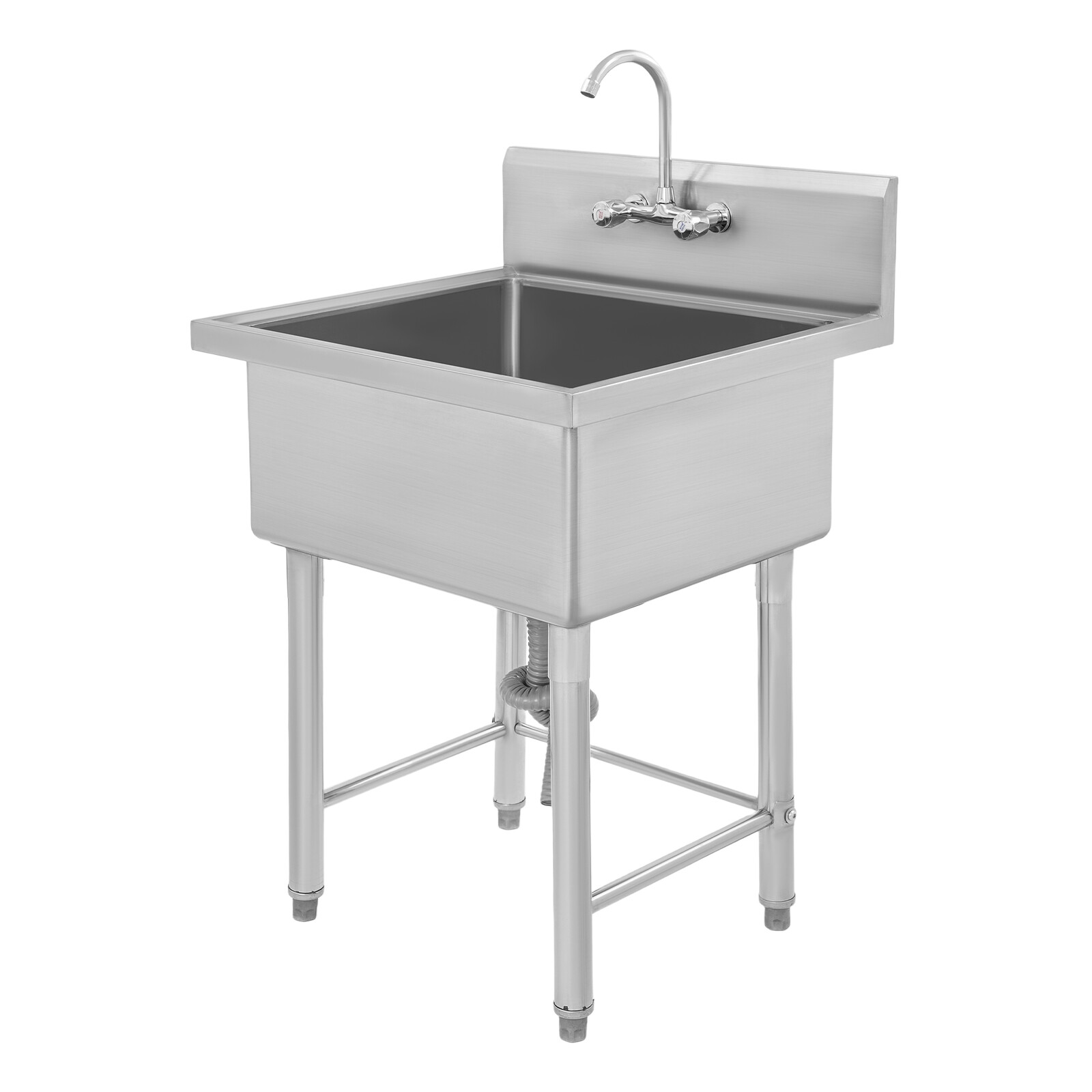 24×24 Inch 304 Stainless Steel Commercial Freestanding Sink 12 Inch Deep Single