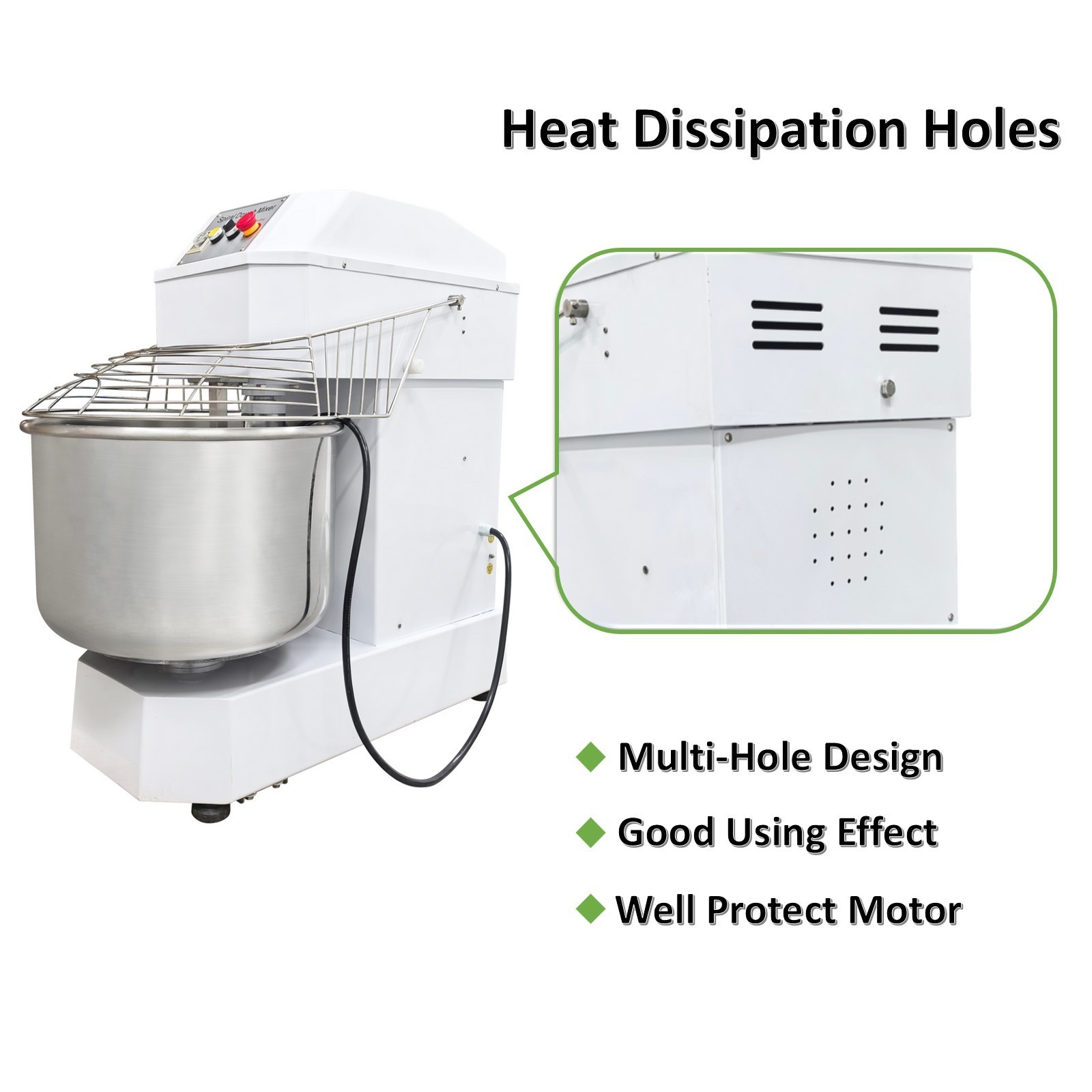 PreAsion® 220V Electric Spiral Dough Mixer 80QT Commercial Flour Mixer Machine