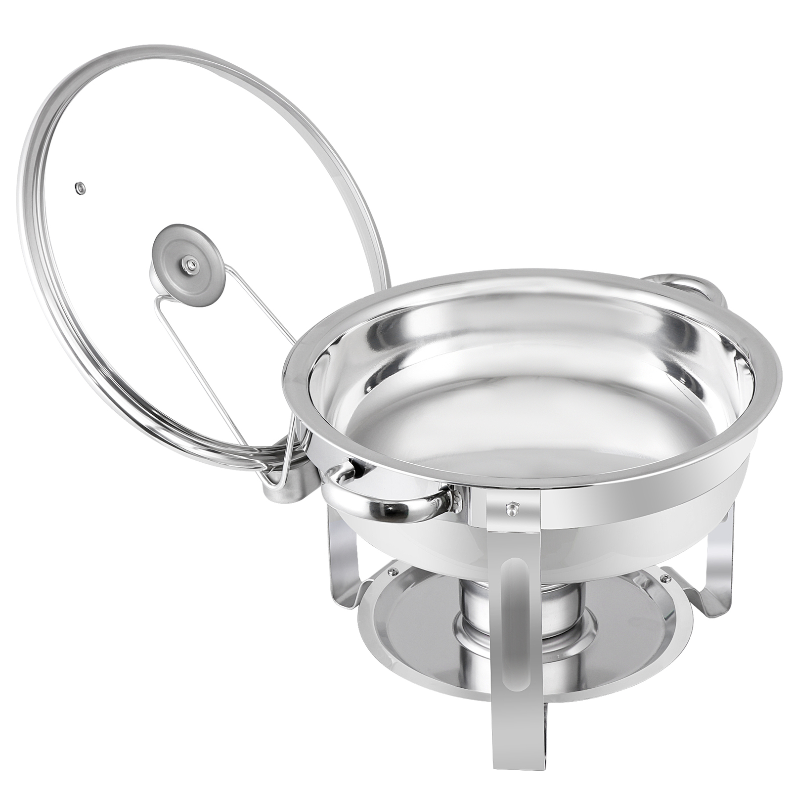 6Pack Chafing Dish Buffet Set Round 5Qt Chafers Catering Food Warmer w/Glass Lid