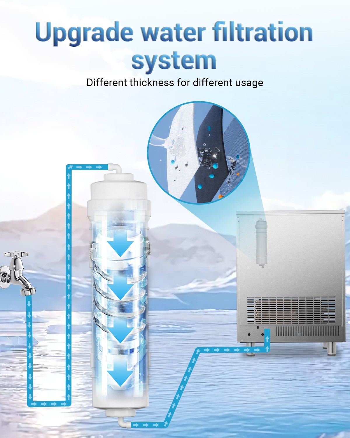 450LBS Commercial Ice Maker Freestanding Stainless Steel Bar Ice Cube Machine