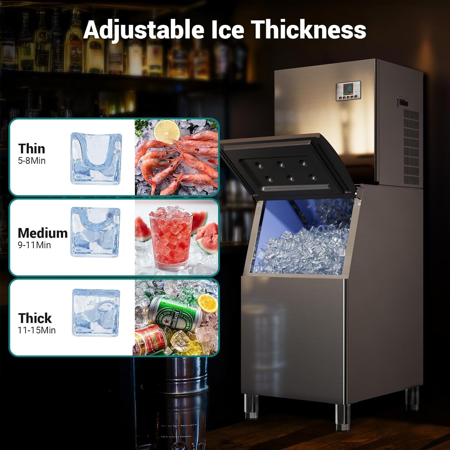 Commercial Ice Maker Machine-Head 550lbs/24h Industrial Ice Machine Self-Cleanin