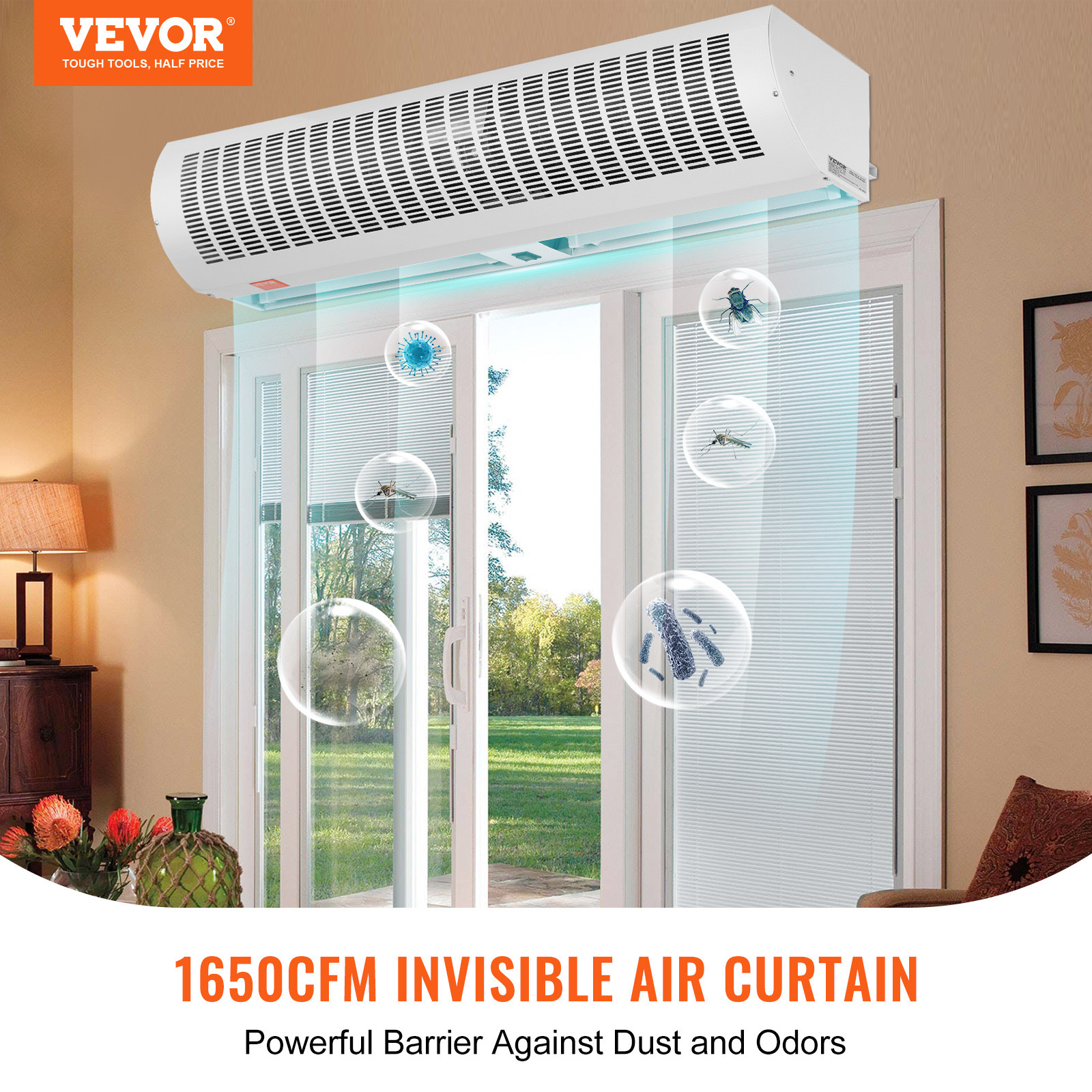 VEVOR Commercial Indoor Air Curtain 48″ Door Air Curtain 2 Speeds 1650CFM
