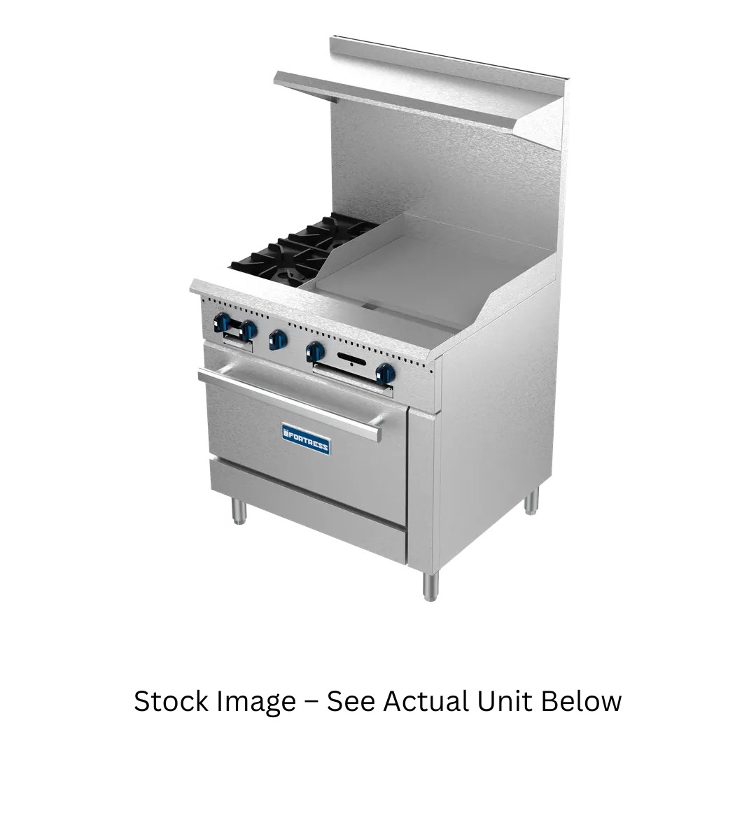 NEW Fortress Commercial GAS Range 24″ Griddle 2 Burner Oven NSF Restaurant Stove