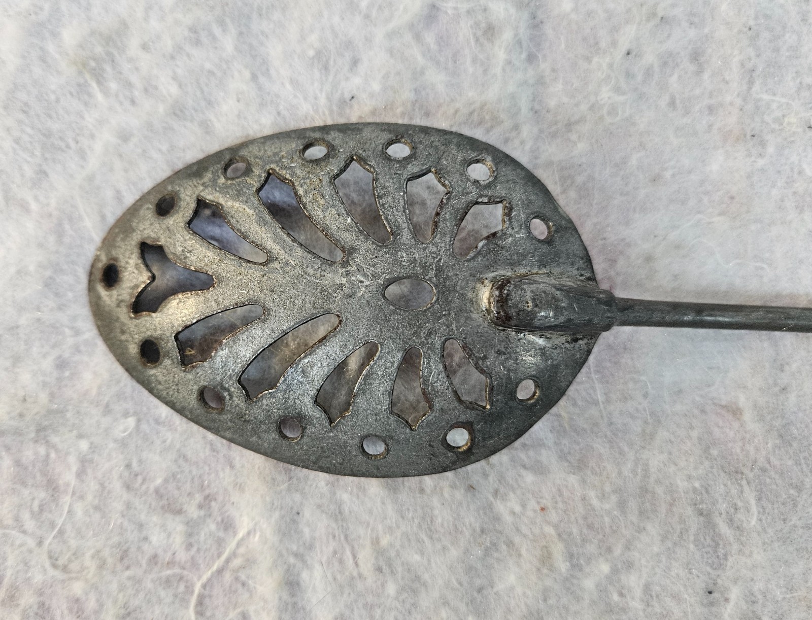 Vintage maybe Antique Slotted 12″ Serving Spoon w Patina Great FARMHOUSE DECOR!