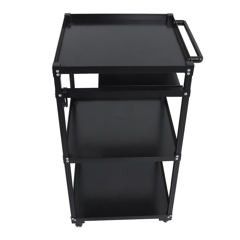 3 Shelf Aluminum Mobile Working Platform Height Adjustable AV Utility Hand Cart