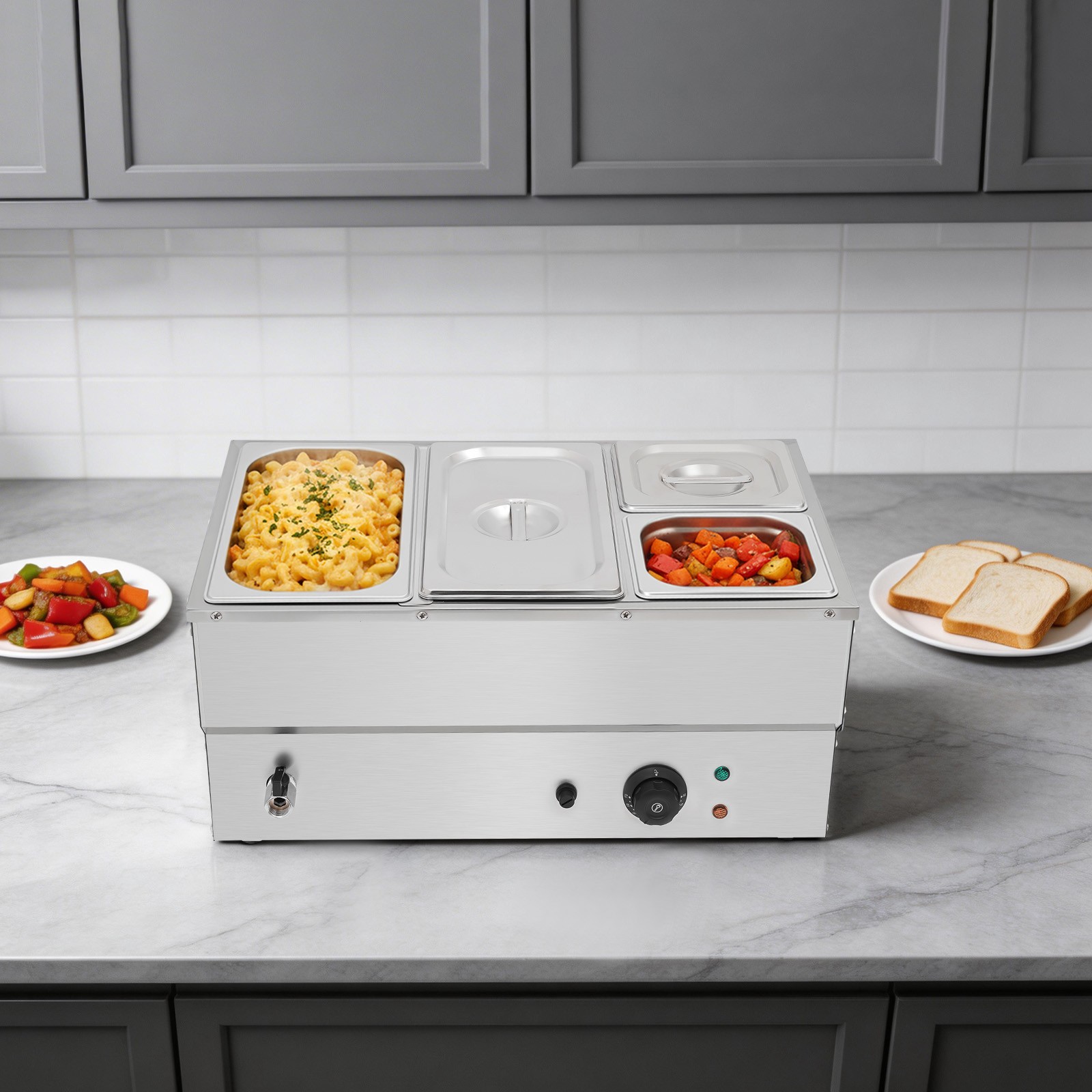 4-Pan Electric Food Warmer Commercial Food Warmer Countertop Buffet Food Warmer