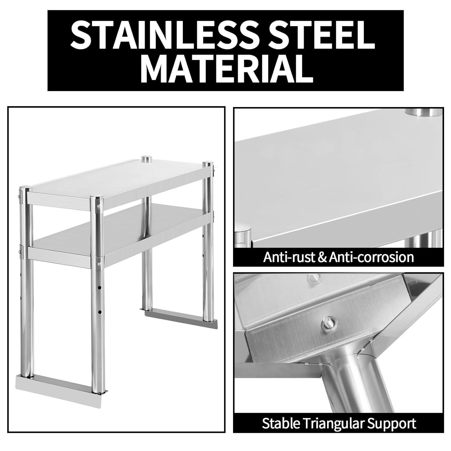 NEW Stainless Steel Double Overshelf 36»L x 12»W Commercial 2 Tier Overshelf
