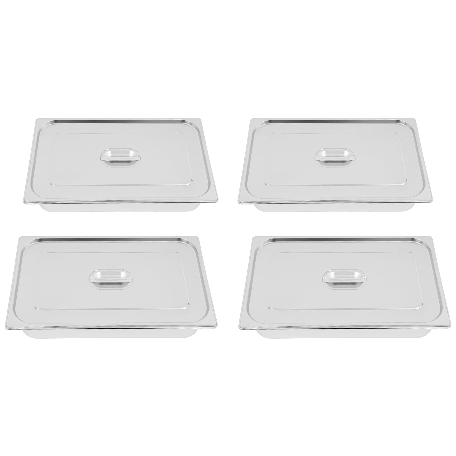 4Pcs 7.5L Capacity Food Pans 201 Stainless Steel with Lids for Restaurant