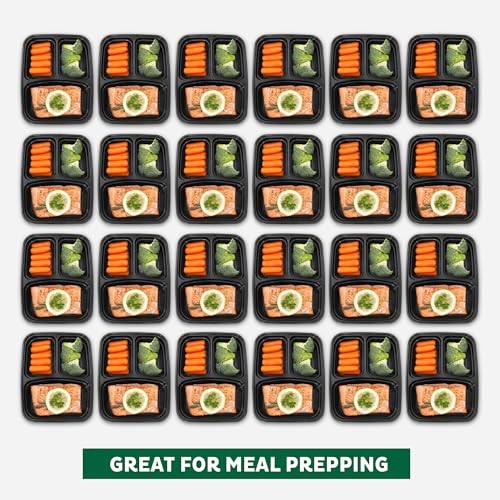 Freshware Meal Prep Containers 150 Pack 3 Compartment Lids Food Storage
