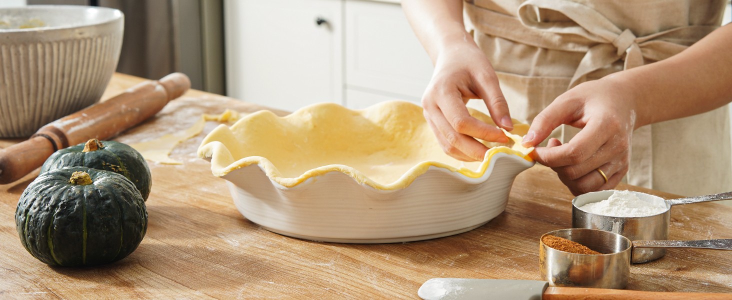 Ceric Pie Pans for Baking, 11 Inches Deep Dish Pie Plate for