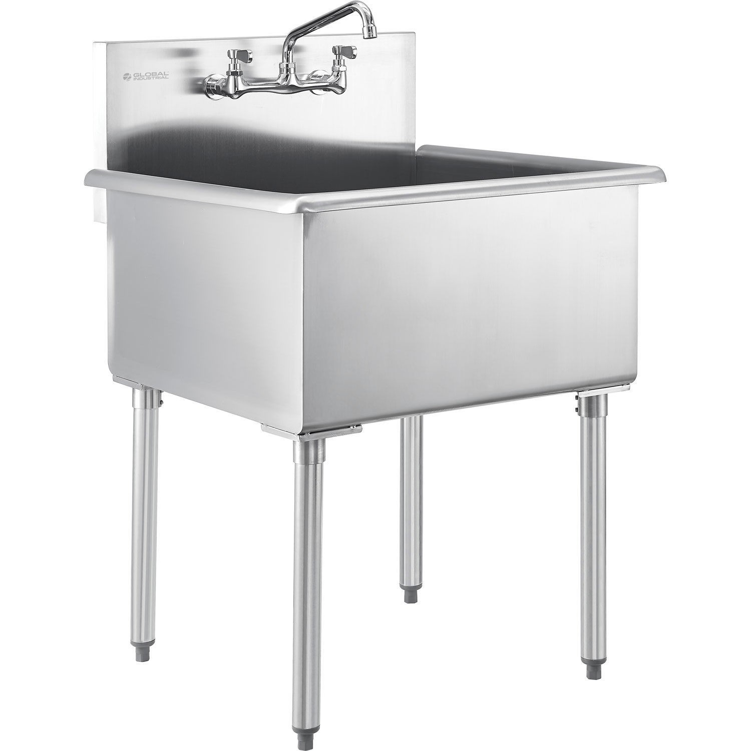 Global Industrial Stainless Steel Utility Sink w/Faucet 24″ x 24″ x 14″ Deep