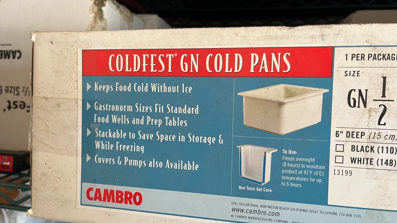 Cambro ColdFest 6″ 1/2 Size Cold Food Pan-white