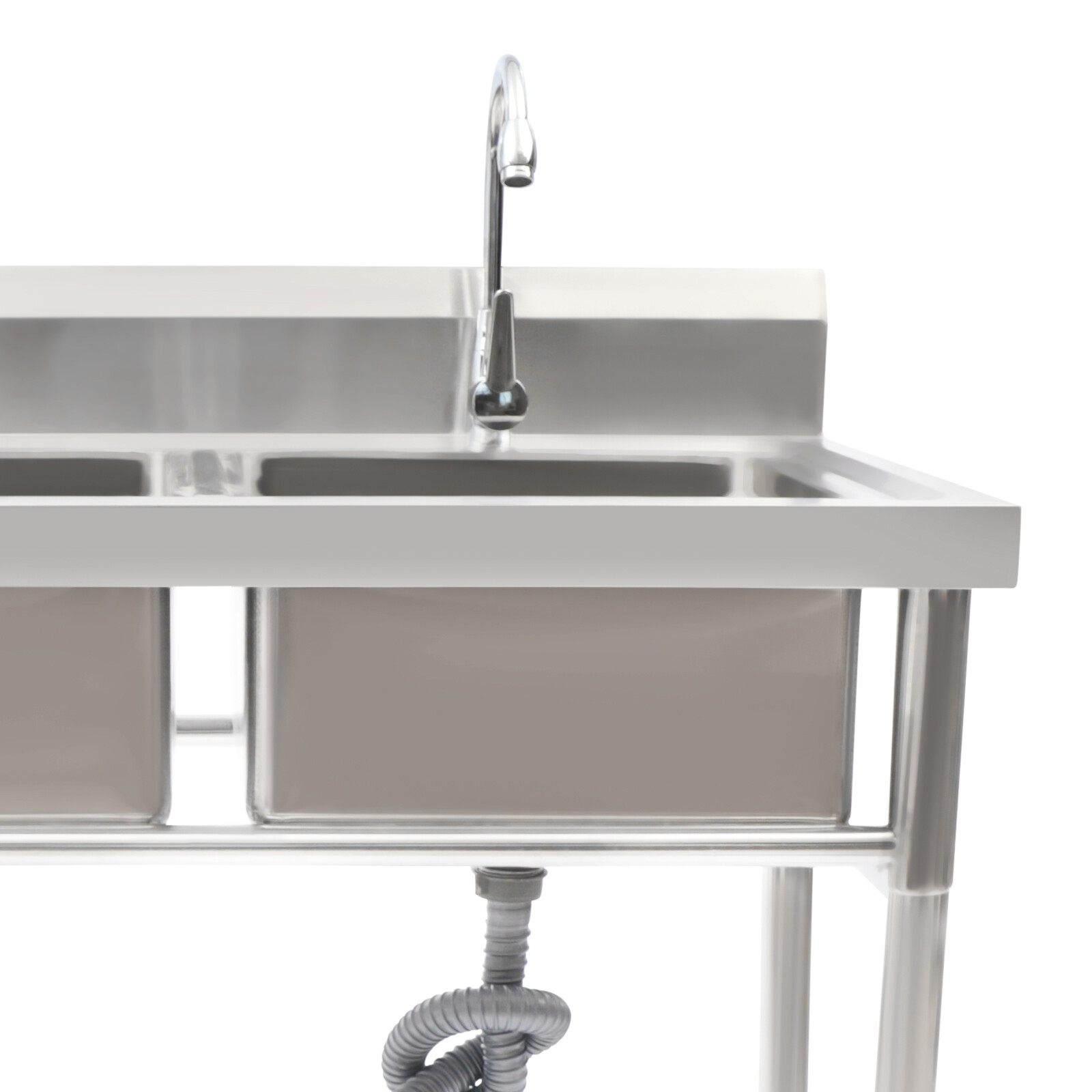 2 Compartment Commercial Sink w/ Double Faucet Restaurant Sink,Free Standing