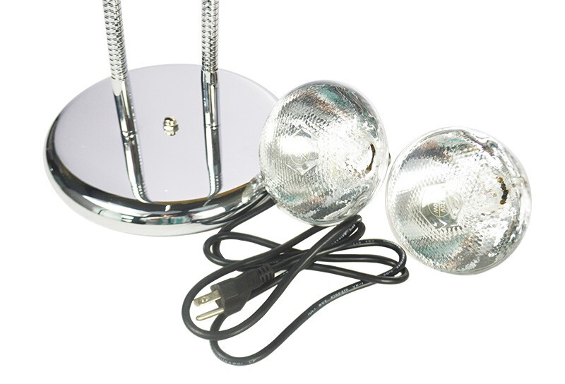 Universal 2 Heads Food Insulation Lamps 110V Warmer 250W*2 Sliver Adjustable
