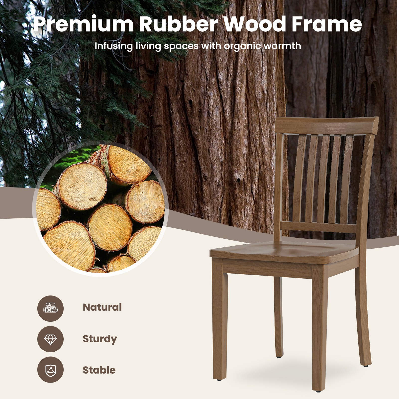 COLAMY Set of 2 Dining Chair Kitchen Spindle Back Side Chair w/Solid Wooden Legs