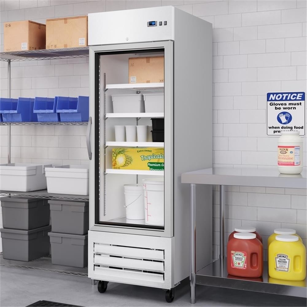 Pemberly Row 27″ Commercial One Glass Door Convertible Reach-In Refrigerator