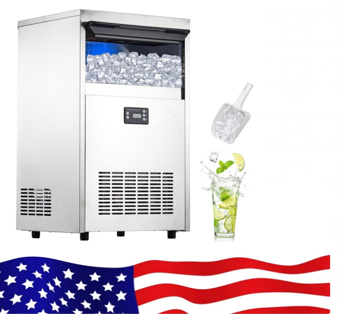 Garvee Commercial Ice Machine, 100 LBS/24h Ice Maker with 2 Water Inlet Modes, 5