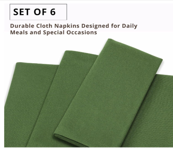 PurpleEssences Set of 6 Cloth Dinner Napkins 100% Cotton 18×18 Inch Durable Wash