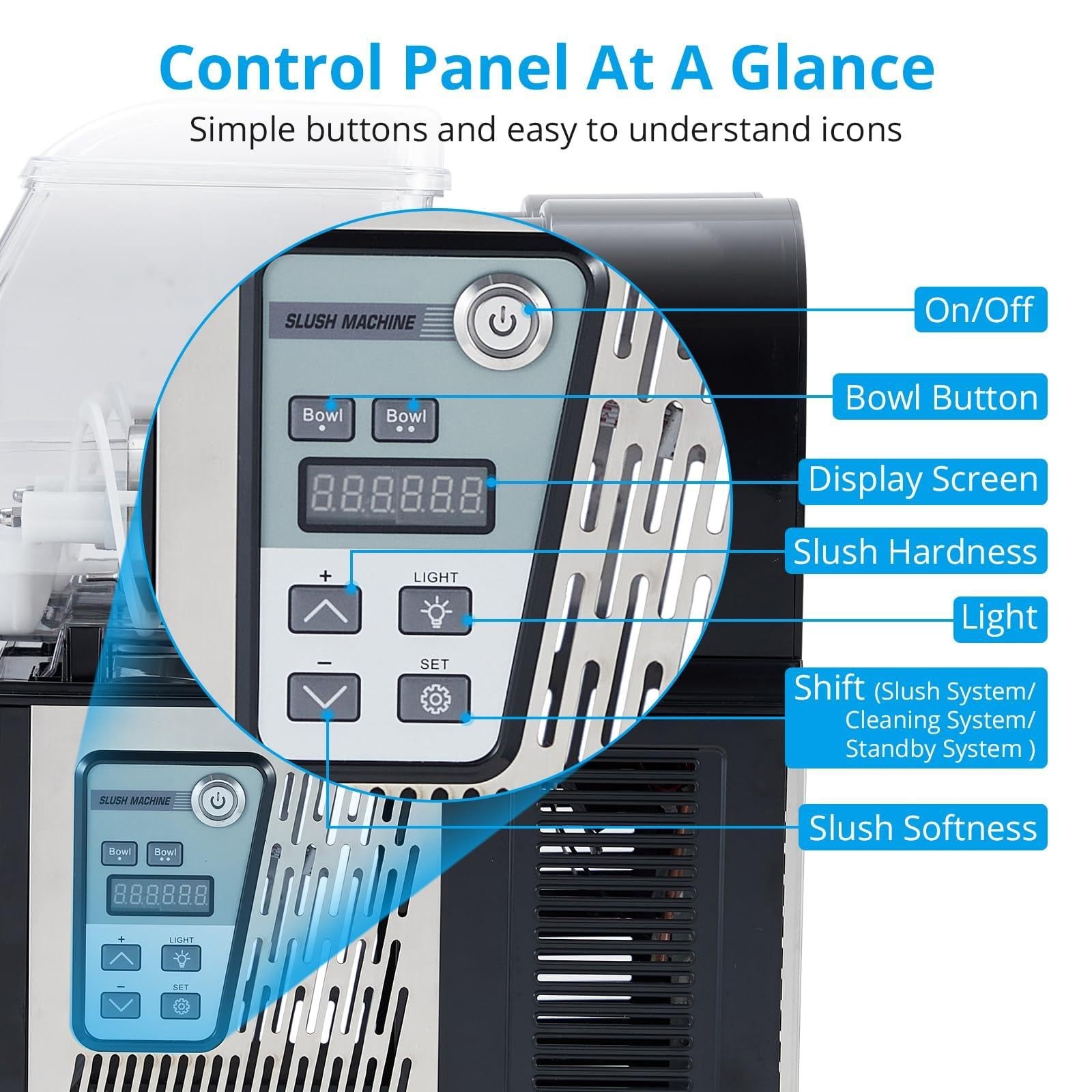 7.2L Frozen Drink Dispenser Dual Tank Slushie Machine High Capacity 370W