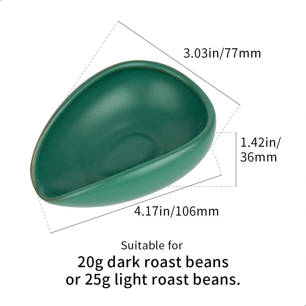 Dark Green Ceramic Coffee Beans Dosing Cup Tray Small Espresso Tool