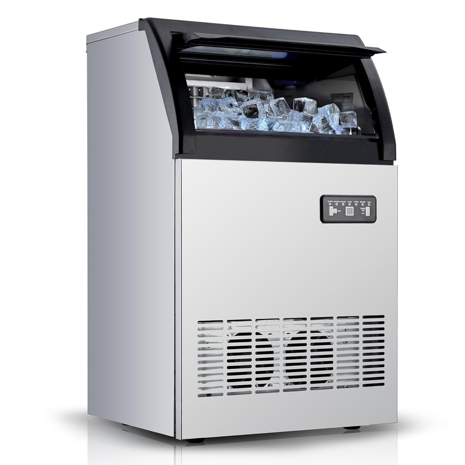 120LBS Commercial Ice Maker Built-in Ice Cube Machine 33Lbs Bin Storage