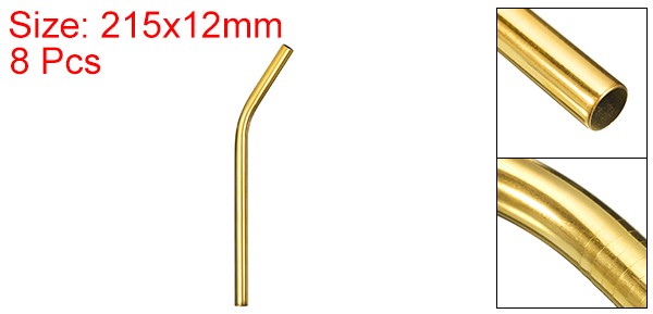 8Pcs 8.46″ Long Stainless Steel Straws-Bent for Travel Mugs Gold