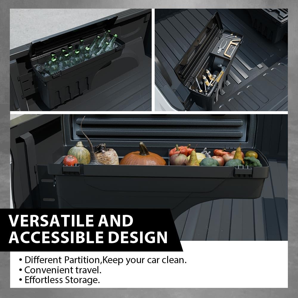 Truck Bed Swing Storage Case Tool Box for F150 2015-2020 Lockable Right Side