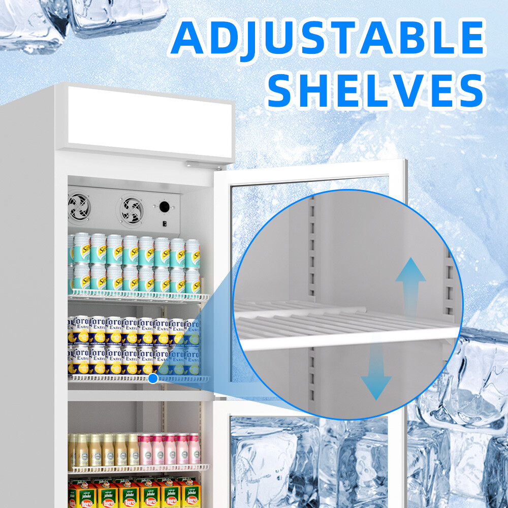 Merchandiser Cooler Refrigerator 2 Glass Doors Commercial Display Beverage New