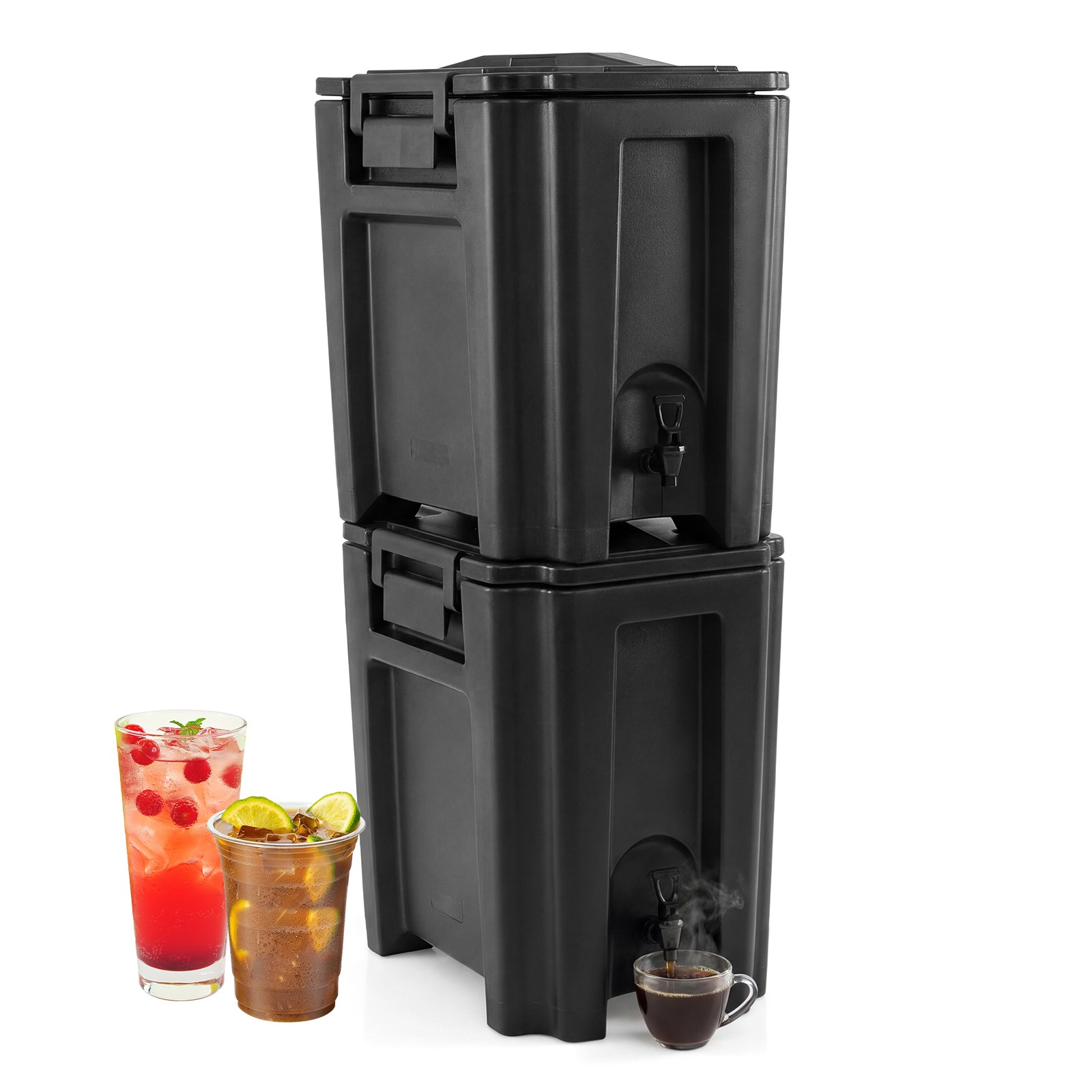 2PCS 13.2 Gal Insulated Beverage Dispenser with Handles & Two-Stage Faucet