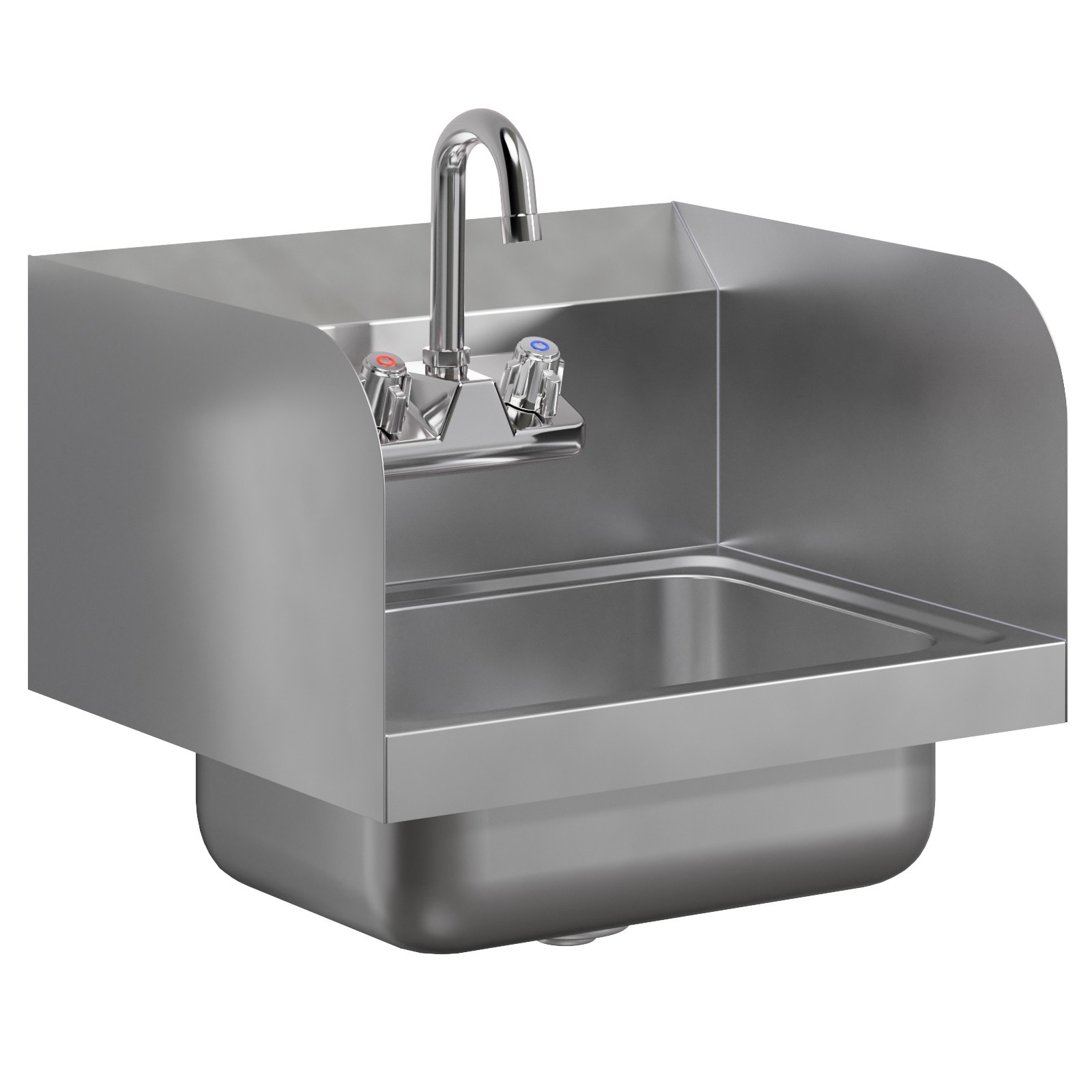 Stainless Steel Wall Mounted Hand Sink 17 in. x 15 in., Side Splashes and Faucet