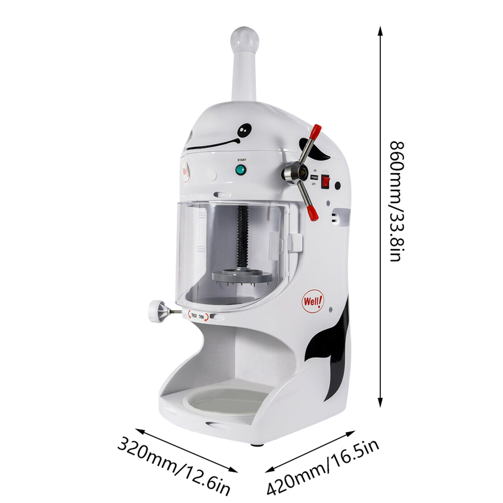 Ice Cub Shaved Ice Machine Commercial Ice Shaver Snow Cone Maker Premium 350W