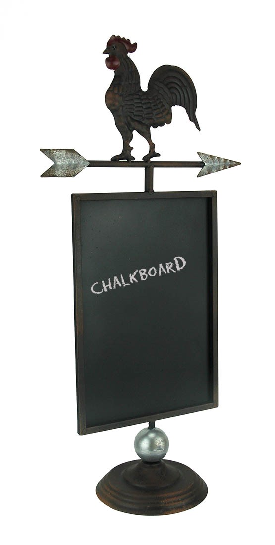 Scratch & Dent Rustic Brown Metal Farmhouse Rooster & Arrow Chalkboard