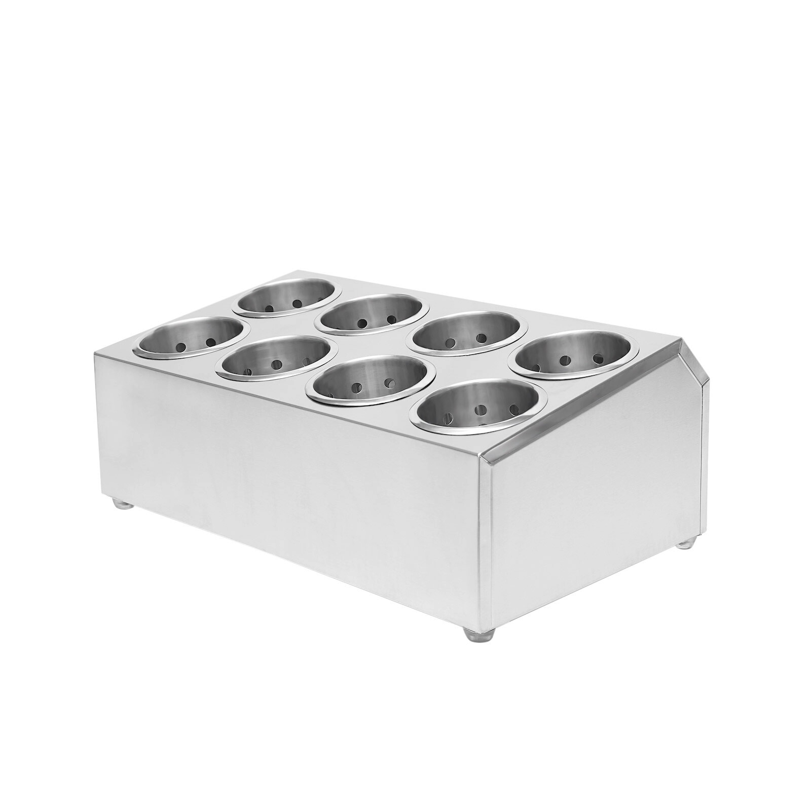 8 Hole Commercial Stainless Steel Flatware Holder Silverware Organizer Storage