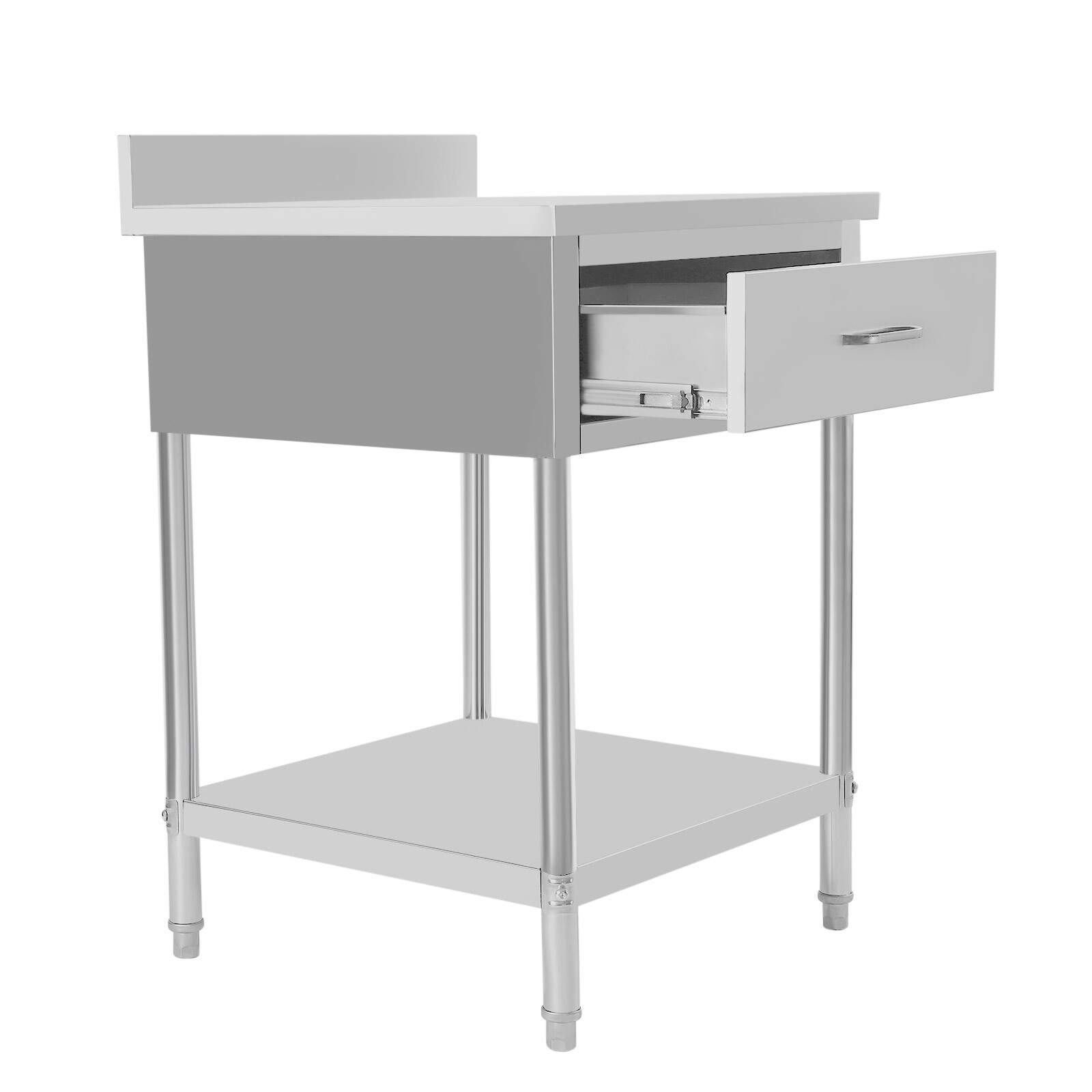 2 Layers Stainless Steel 24″x24″ Kitchen Work Table Food Prep Table With Drawer